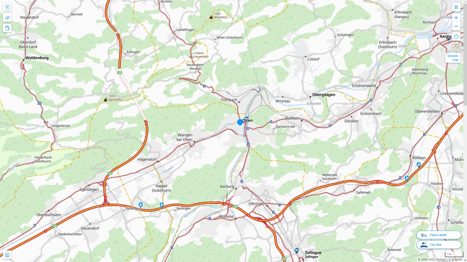 Olten Highway and Road Map